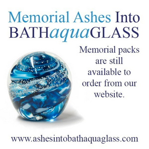 Ashes Into Bath Aqua Glass Memorial Pack